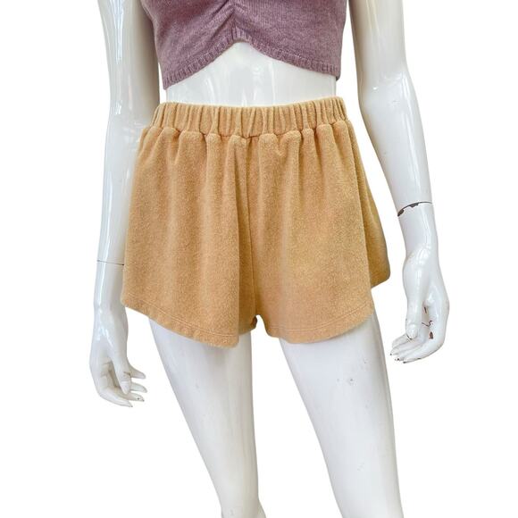 Zulu & Zephyr Tan Terrycloth High Waist 70’s Style Booty Shorts XXS-S - Picture 1 of 9